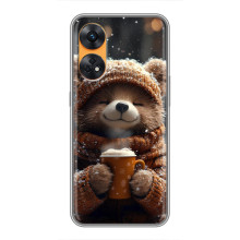 Печатный чехол «Зверята с кофе» для Oppo Reno 8T – Мишка с кофе