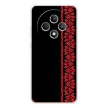 Силиконовый Чехол на OPPO Reno12 F с картинкой Вышиванки – Вышиванка на черном