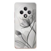 Чехол с цветочным принтом на Рено 12 Ф (Черные цветы)