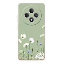 Чехол с цветочным принтом на Рено 12 Ф (Цветы на зеленом)