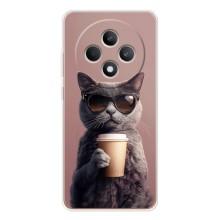 Чехол с принтом стильные животные для Рено 12 Ф (Кот с кофе)