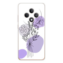 Силиконовый чехол с принтом в цветах на OPPO Reno12 F – Фиолетовый букет