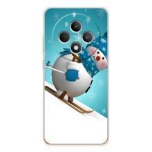 Новогодние Чехлы для Рено 12 Ф (VPrint) (Снеговик на лыжах)