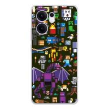 Чохол Майнкрафт на OPPO Reno13 F (AlphaPrint) Minecraft (Колаж Майнкрафт)