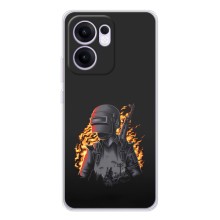 Силиконовый чехол с картинкой "Герой Pubg" на OPPO Reno13 F (В огне)