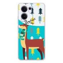 Силіконовий бампер з картинкою звірів для OPPO Reno13 F (Олень із шарфом)