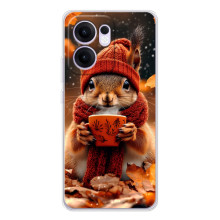 Друкований чохол 'Звірята з кавою' для OPPO Reno 13F – Білка з кавою
