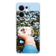 Чехлы с изображением разных животных для OPPO Reno13 FS 5G (Ежик на руках)