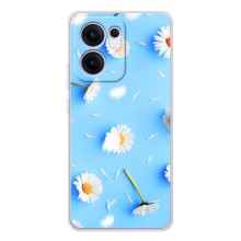 Чехол с Цветами для OPPO Reno13 FS 5G (ромашки на голубом)