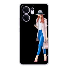 Чехол с картинкой Модные Девчонки OPPO Reno13 FS 5G (Девушка со смартфоном)