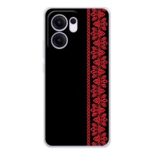 Силиконовый Чехол на OPPO Reno13 FS 5G с картинкой Вышиванки (Вышиванка на черном)