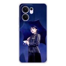 Чехлы Венсдей на OPPO Reno13 FS 5G Уэнсдей (AlphaPrint) (Уэнздей с зонтом)