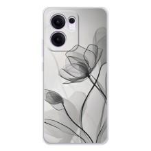 Чехол с цветочным принтом на Рено 13 ФС 5G (Черные цветы)