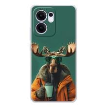Чохол з принтом стильні тварини для Рено 13 ФС 5G (Лось з кавою)