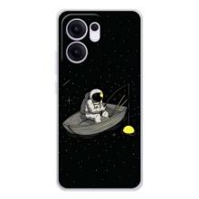 Силіконовый Чохол з принтом "Космонавти" на OPPO Reno13 FS 5G – Космонавт на рибалці