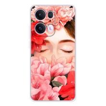 Чехлы (ART) Цветы на OPPO Reno13 Pro (VPrint) (Глаза в цветах)