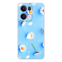 Чехол с Цветами для OPPO Reno13 Pro (ромашки на голубом)