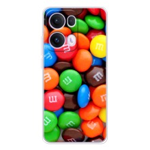 Чехол с изображением  вкусной еды для OPPO Reno13 Pro (Разноцветные M&M'S)