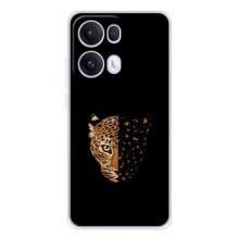 Чехол с леопардовым принтом на OPPO Reno13 Pro – Леопард на черном