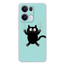 Чехол с милыми котиками на Оппо Рено 13 Про (Черный кот)