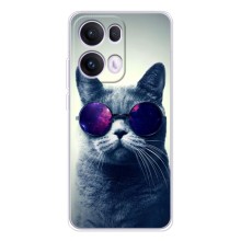 Чехол с милыми котиками на Оппо Рено 13 Про (Стильный кот)
