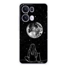 Чехол с рисунком кот на OPPO Reno13 Pro – Девушка с котом