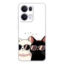 Чехол с рисунком кот на OPPO Reno13 Pro – Коты в очках