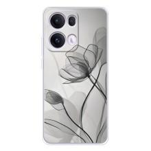 Чохол з квітковим принтом на Оппо Рено 13 Про (Чорні квіти)