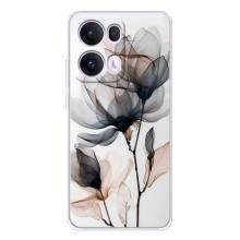 Чохол з квітковим принтом на Оппо Рено 13 Про (Квіти на білому)