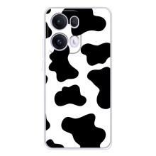 Чехол с принтом коровы на Оппо Рено 13 Про (Черный принт)