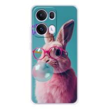 Чехол с принтом стильные животные для Оппо Рено 13 Про (Кролик в очках)