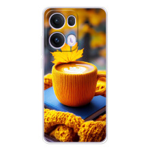 Чехол с уникальным дизайном «Осень с кофе» для OPPO Reno13 Pro – Кофе с жёлтым