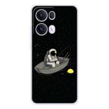Силиконовый Чехол с принтом "Космонавты" на OPPO Reno13 Pro – Космонавт на рыбалке