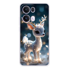 Яркий чехол для OPPO Reno13 Pro с Зимними Оленятами (Блистающий оленёнок)