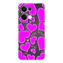 Чехлы для любимой на Оппо Рено 13 (VPrint) (Pink hearts)