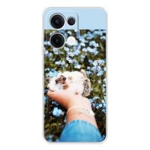 Чехлы с изображением разных животных для OPPO Reno13 (Ежик на руках)