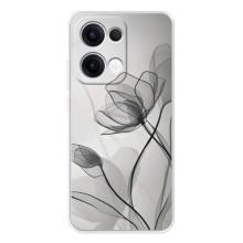 Чохол з квітковим принтом на Оппо Рено 13 (Чорні квіти)