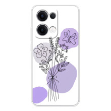 Силконовий чохол з принтом в квітах на OPPO Reno13 (Фіолетовий букет)