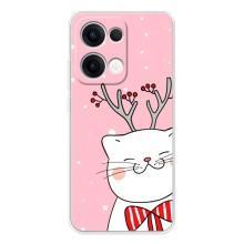 Новогодние Чехлы для Оппо Рено 13 (VPrint) (Зимний кот)