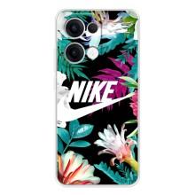 Силиконовый Чехол на OPPO Reno13 с картинкой Nike (Цветочный Nike)