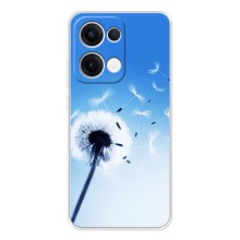 Силиконовый Чехол с одуванчиками на OPPO Reno13 – Одуванчик на голубом