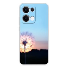 Силиконовый Чехол с одуванчиками на OPPO Reno13 – Закат с одуванчиком