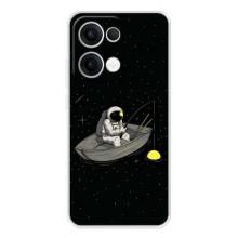 Силиконовый Чехол с принтом "Космонавты" на OPPO Reno13 – Космонавт на рыбалке