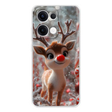 Яркий чехол для OPPO Reno13 с Зимними Оленятами