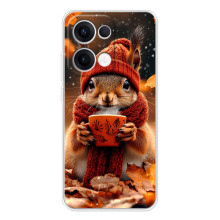 Печатный чехол «Зверята с кофе» для OPPO Reno13 – Белка с кофе