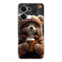 Печатный чехол «Зверята с кофе» для OPPO Reno13 – Мишка с кофе