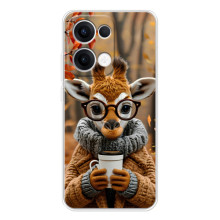 Печатный чехол «Зверята с кофе» для OPPO Reno13 – Жираф с кофе