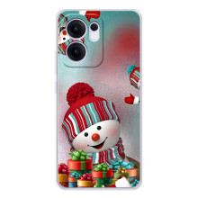 Чохли на Новий Рік OPPO Reno14 F (Сніговик в шапці)