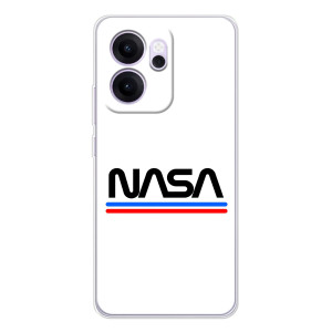 Силиконовый бампер с принтом "Наса" на OPPO Reno14 F – NASA на белом фоне