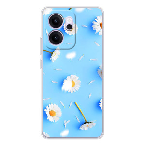 Чехол с Цветами для OPPO Reno14 F (ромашки на голубом)
